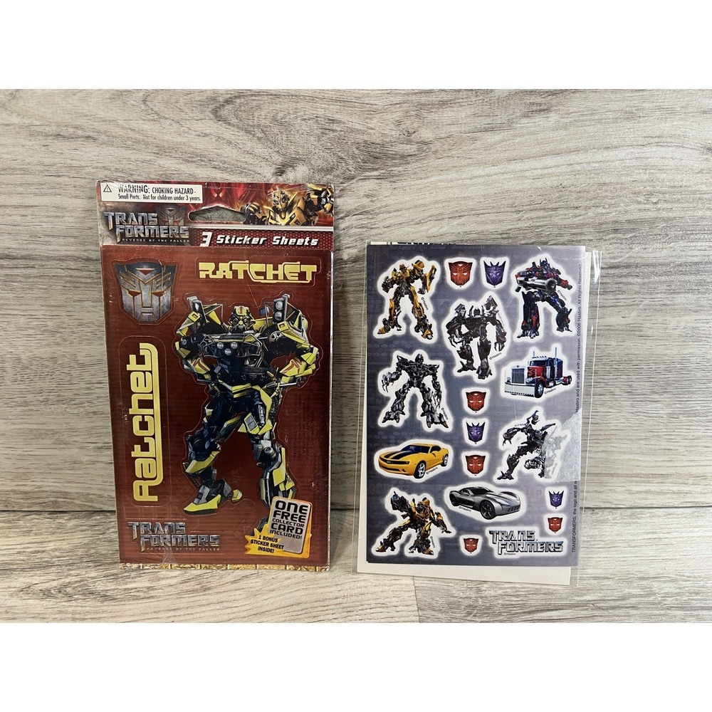 TRANSFORMERS Stickers 6 Sheets Bumble Bee Optimusโ Megatron Camaro Ratchet
